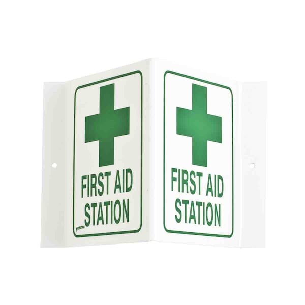 Brady First Aid Station, 9" W x 6" H, Rectangle, Acrylic, V1FS03A V1FS03A - main